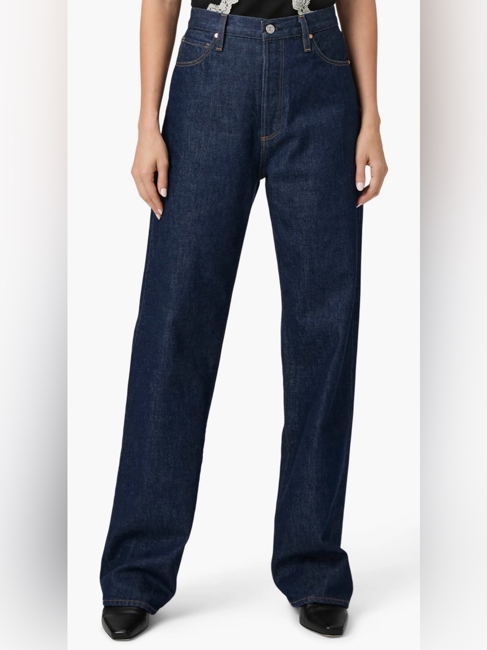 PAIGE Women’s Sawyer High-Rise Wide Leg Jeans Sz 26 Medella Dark Indigo Denim